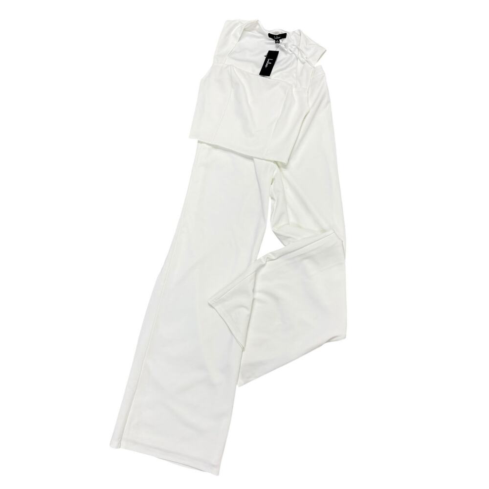 Lulus Enticing Endeavors White Two-Piece Jumpsuit size Small NWT - Picture 3 of 5